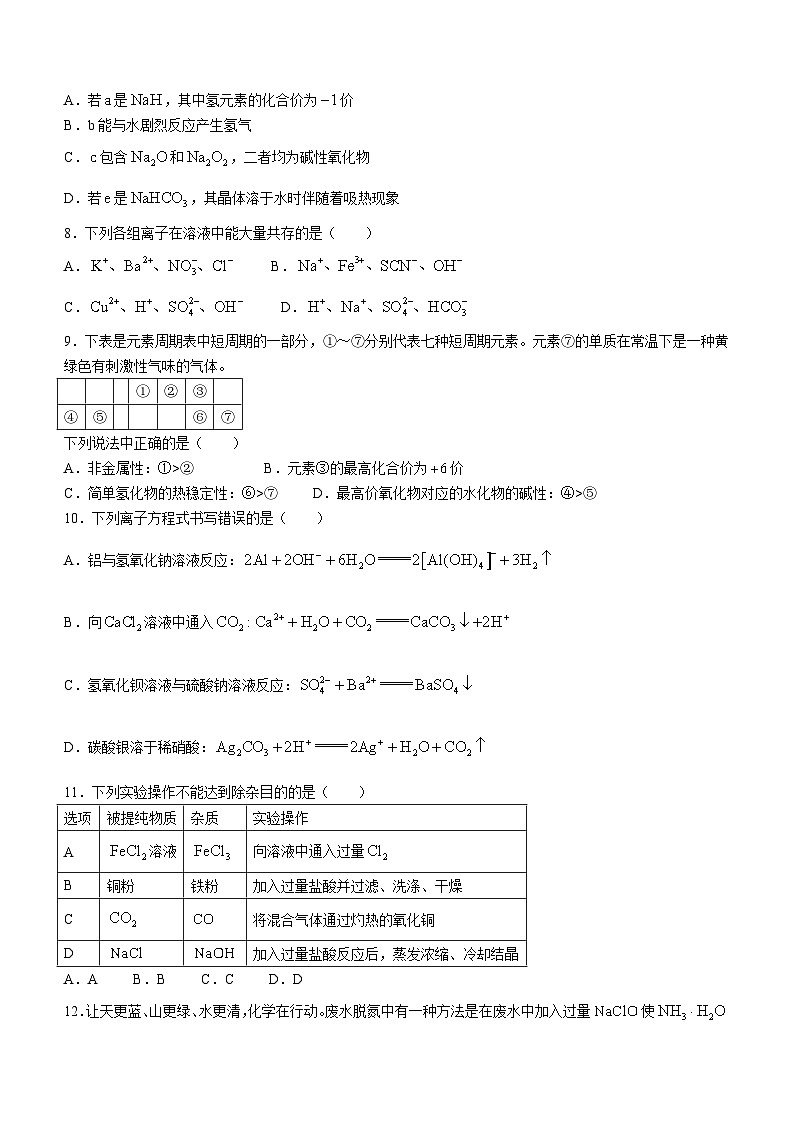 贵州省六盘水市2023-2024学年高一上学期1月期末化学试题（含答案）第3页