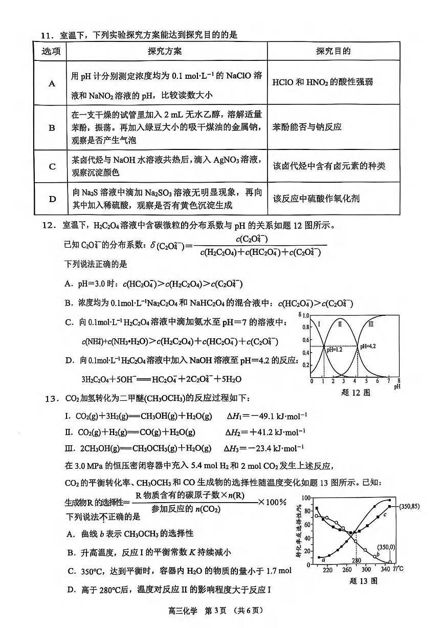 化学丨江苏省苏锡常镇四市2025届高三下学期5月教学情况调研（二）（苏锡常镇二模）化学试卷及答案第3页