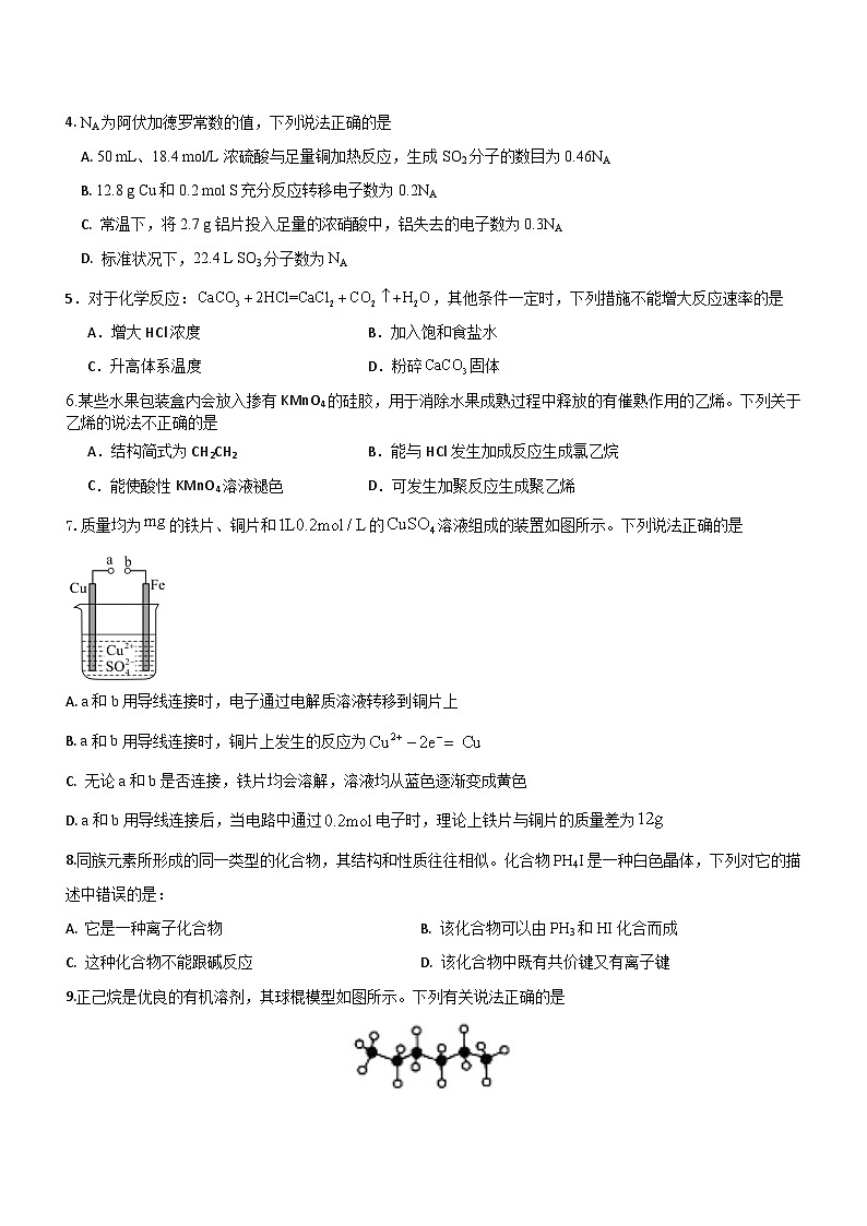 广东省湛江市第二十一中学2024-2025学年高一下学期期中考试化学（选考）试卷（含解析）第2页