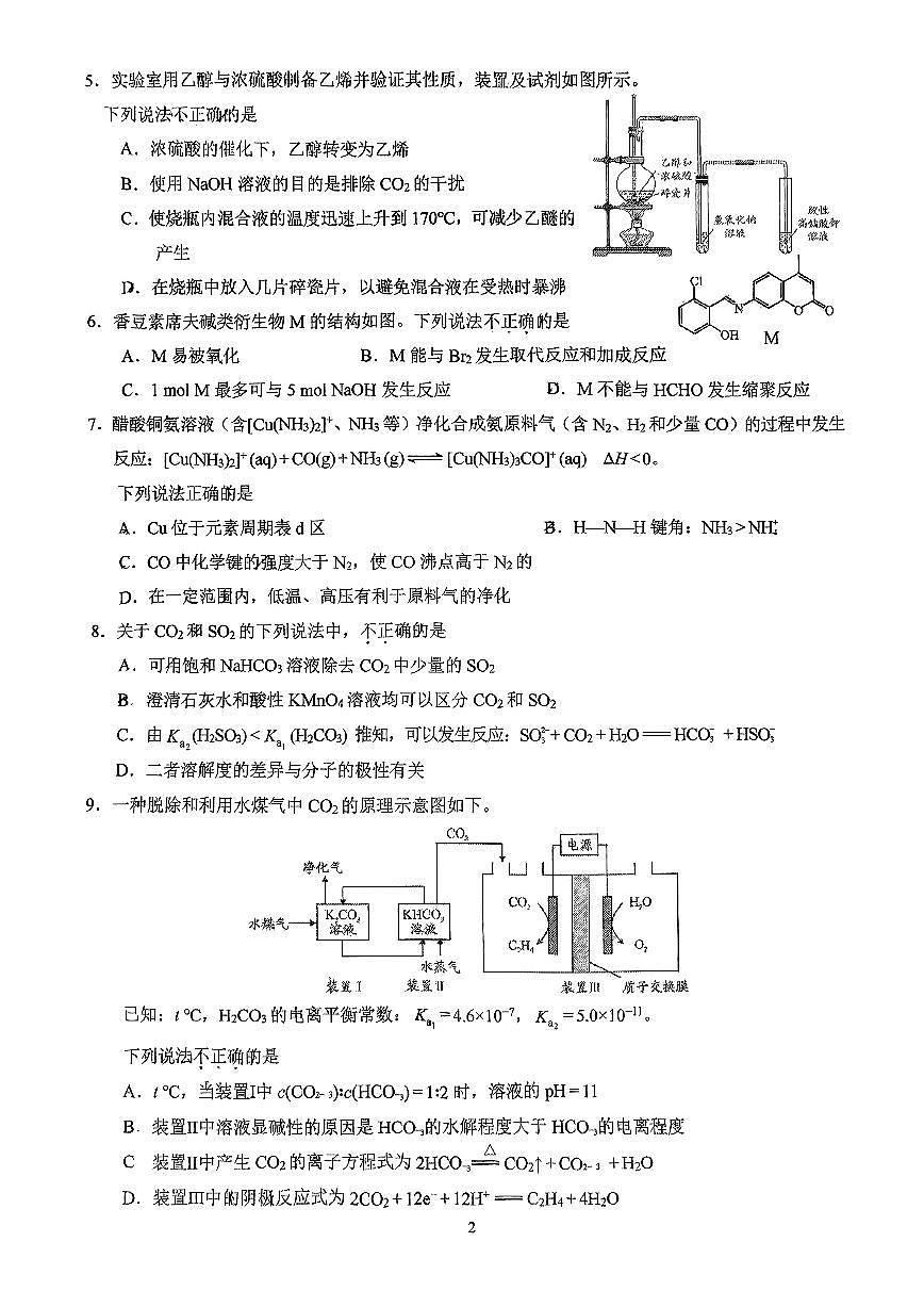 2025北京人大附中朝阳学校高三（下）统练十四化学测试卷第2页