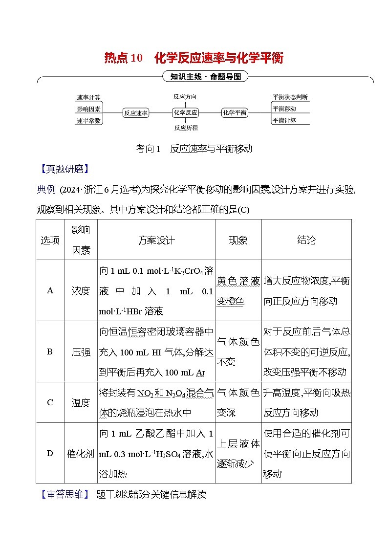 2025版高考热点题型与考点专练化学一热点10化学反应速率与化学平衡试题（Word版附答案）第1页