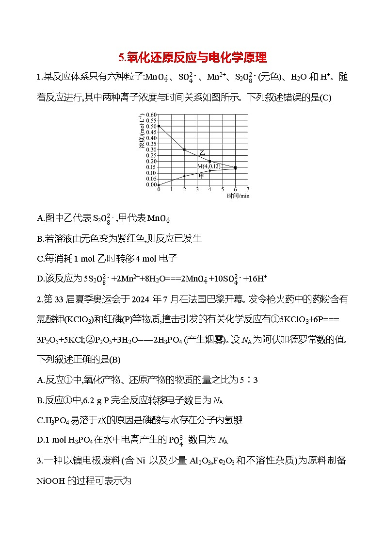 2025版高考热点题型与考点专练化学5.氧化还原反应与电化学原理试题（Word版附答案）第1页