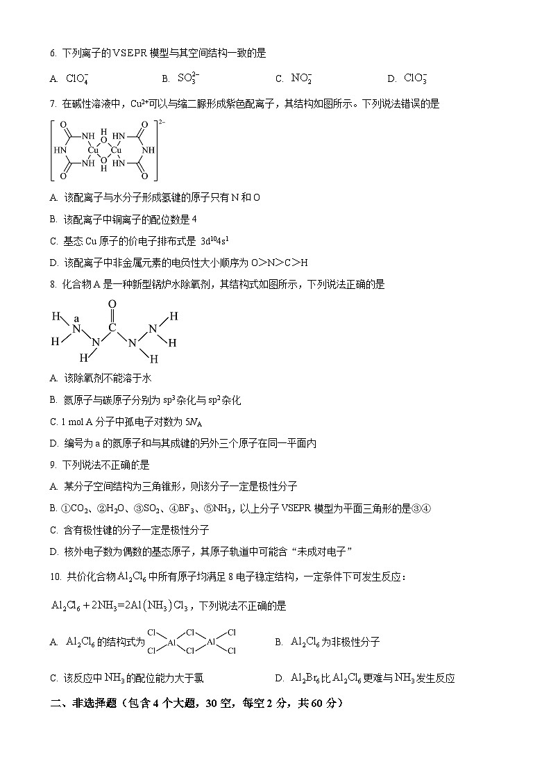 福建省龙岩市连城县第一中学2024-2025学年高二下学期3月月考化学试题（原卷版+解析版）第2页