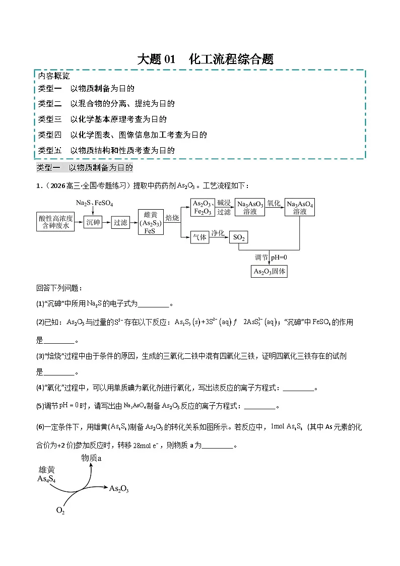 2025年高考化学大题突破（通用版）大题01化工流程综合题（分类过关）（解析版）第1页