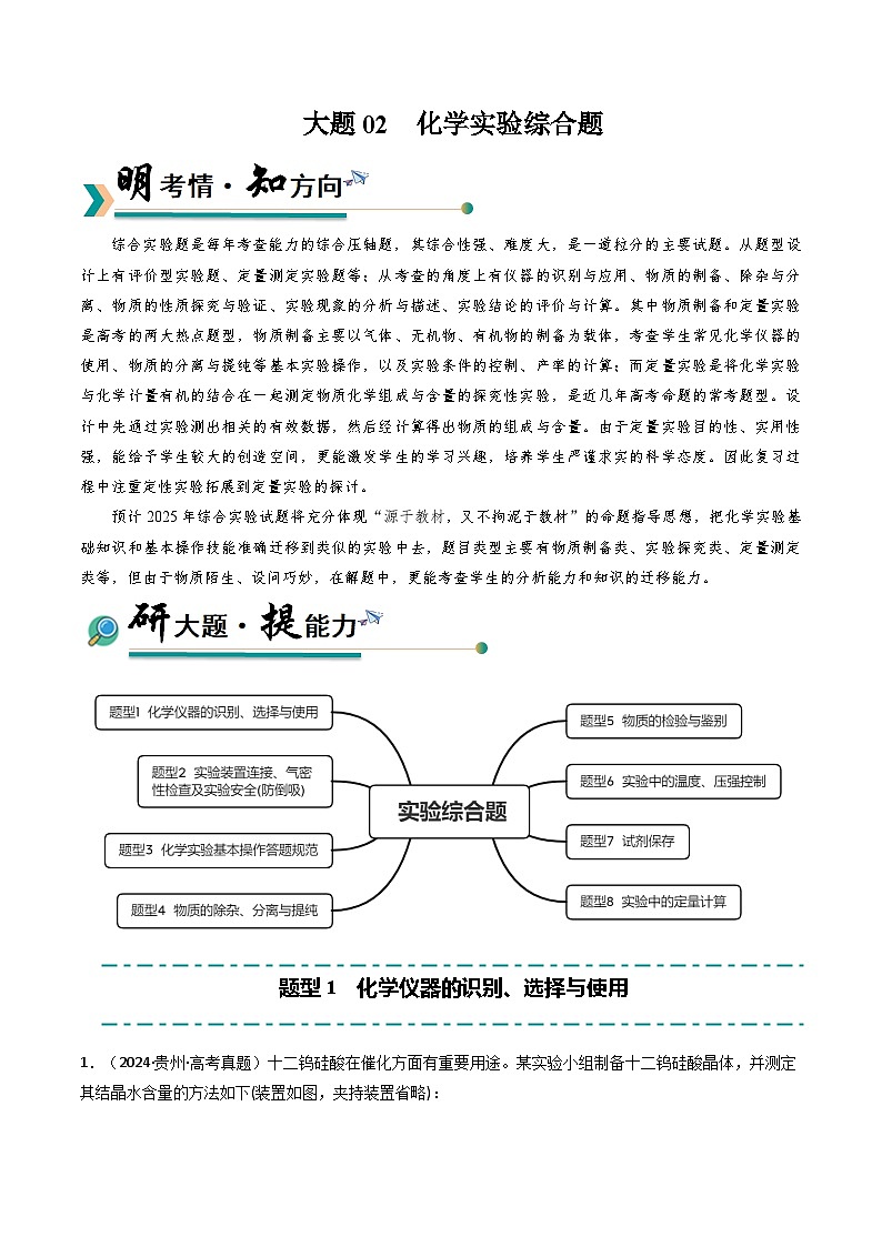 2025年高考化学大题突破（通用版）大题02化学实验综合题（逐空突破）（原卷版）第1页
