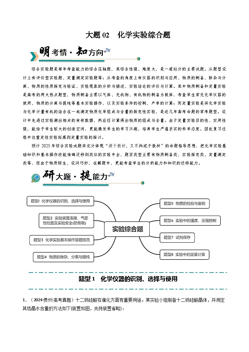 2025年高考化学大题突破（通用版）大题02化学实验综合题（逐空突破）（解析版）第1页