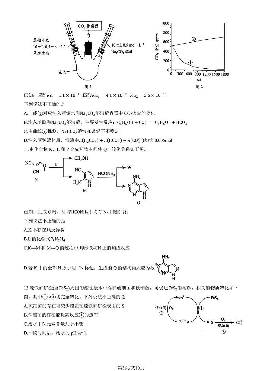 北京市海淀区2025年高三下学期4月一模试题化学PDF版含答案第3页