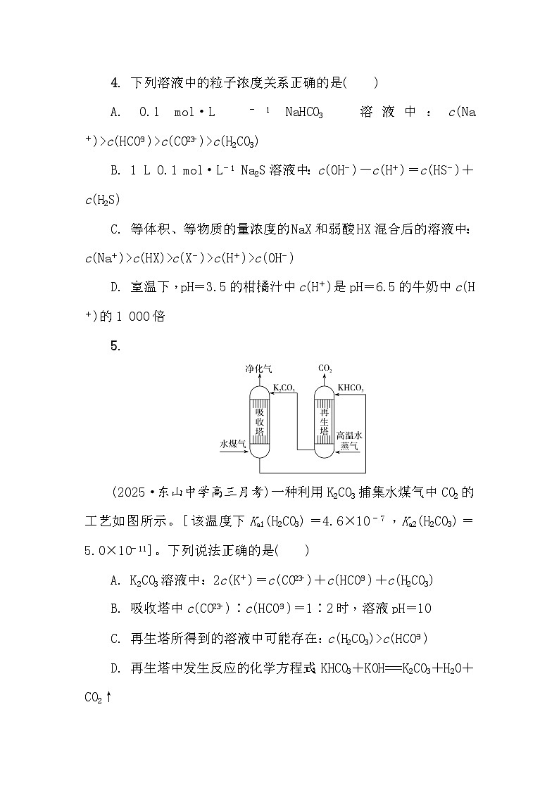 第59练　单一电解质溶液中粒子浓度比较  课时作业（含答案）2026届高三化学一轮总复习第2页