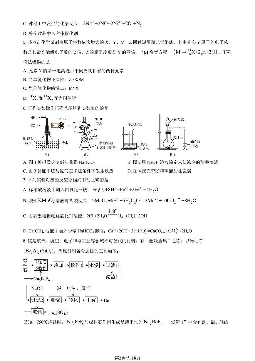 2025北京二中高三下4月月考化学（教师版）试卷第2页