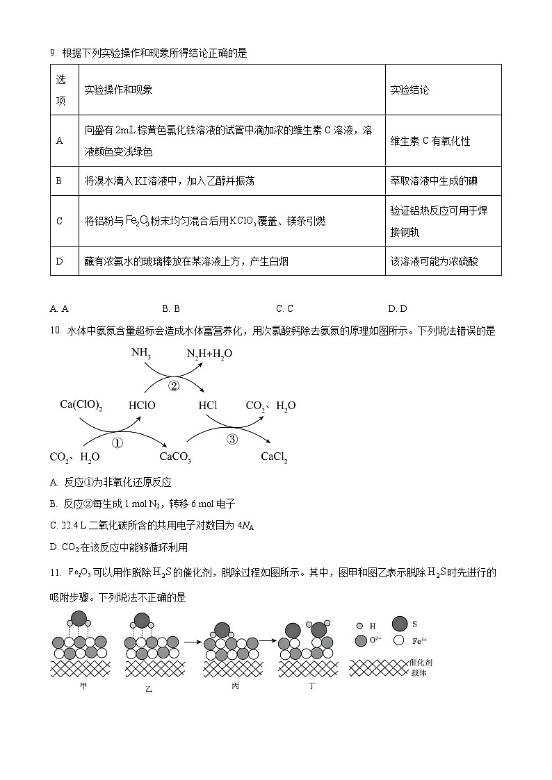 江苏省苏州市吴江区震泽中学2024-2025学年高一年级第二学期3月月考化学试题（原卷版+解析版）第3页