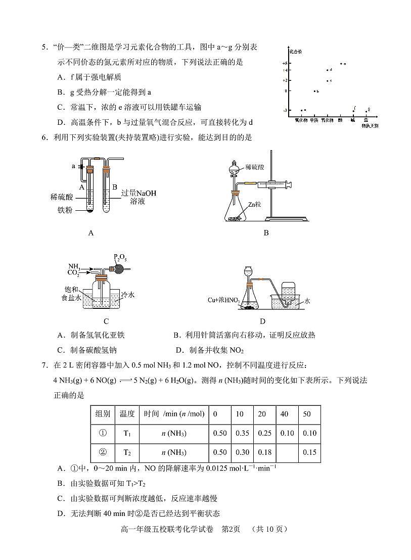 河北省“五个一”名校联盟2022-2023学年高一下学期期末联考 化学试卷（含答案）第2页
