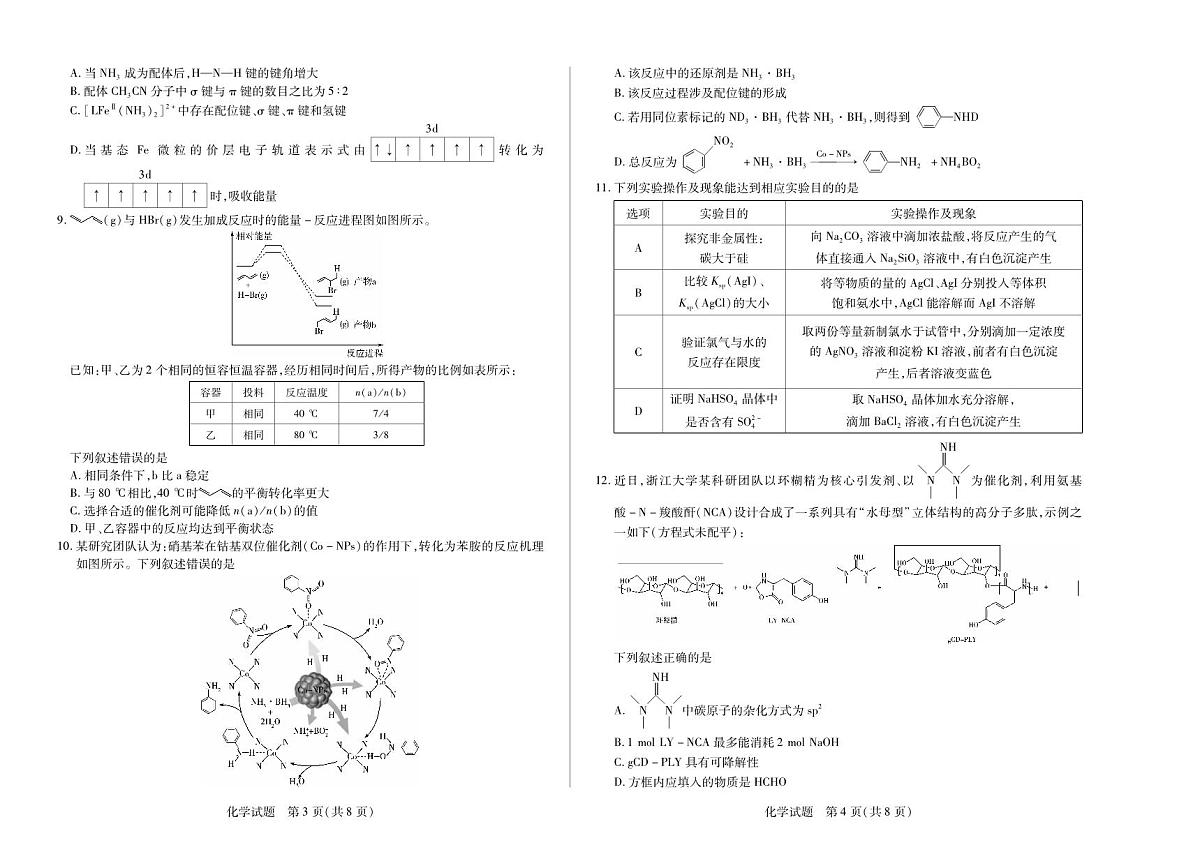 2024-2025学年（下）高三第四次考试化学第2页