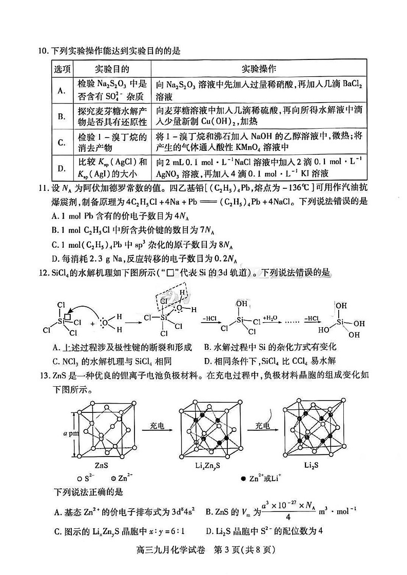 2025届湖北省武汉市高三九月调研考-化学试题（含答案）第3页