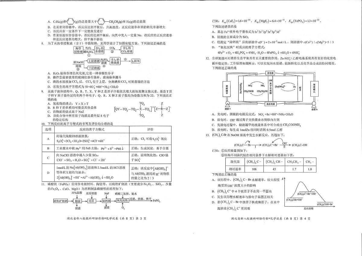 2025年湖北省新八校5月高三联考化学试题 化学试卷第2页
