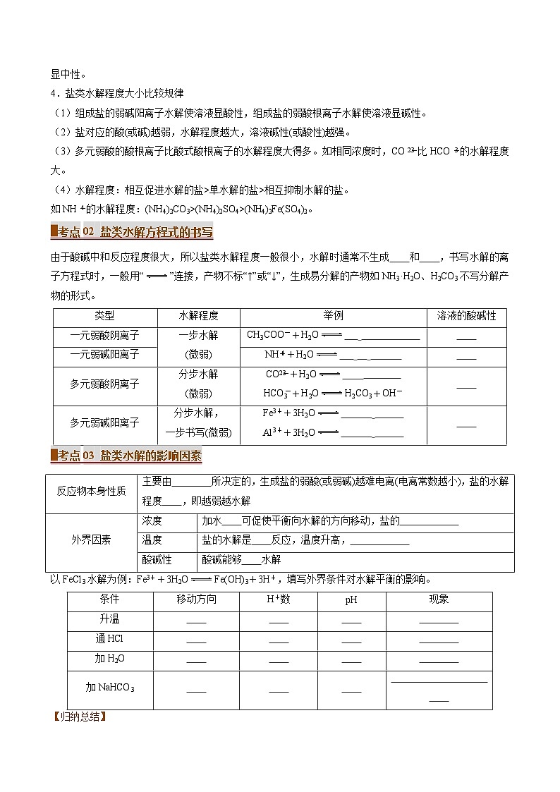 专题06 盐类的水解（考点清单）（讲+练）（原卷版）第2页