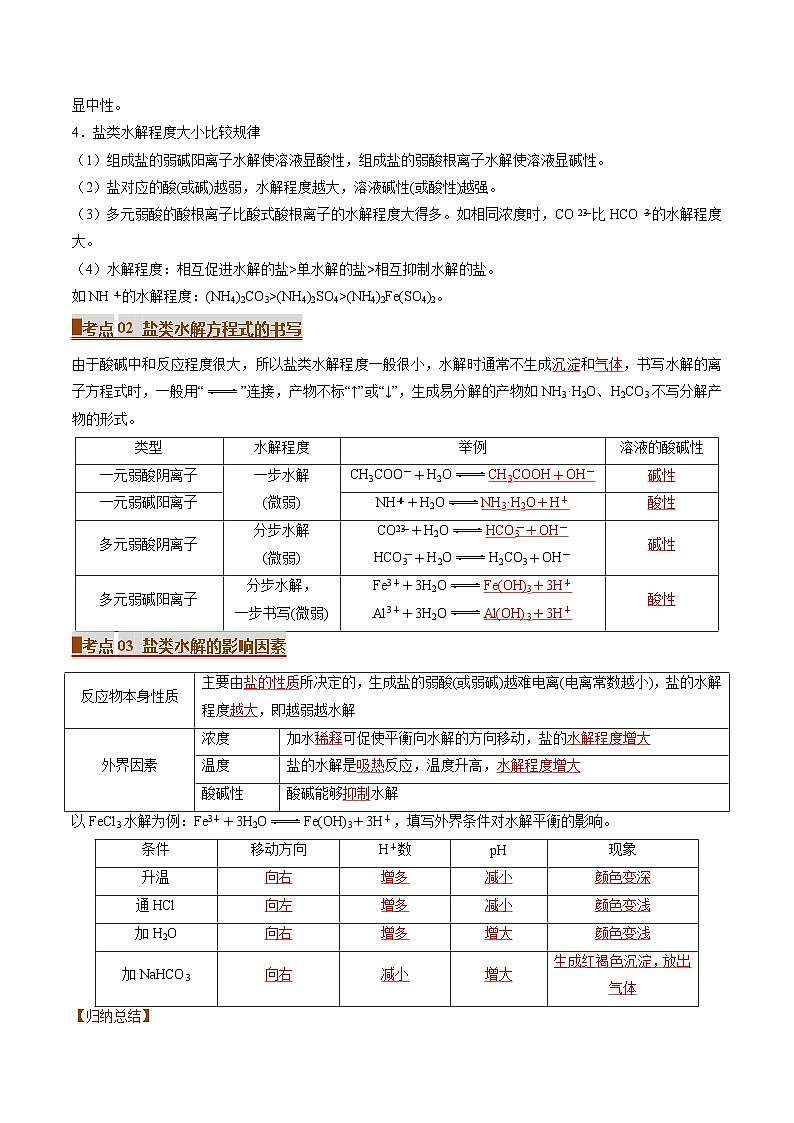 专题06 盐类的水解（考点清单）（讲+练）（解析版）第2页