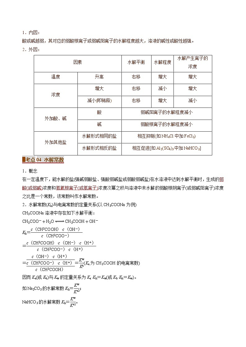 专题06 盐类的水解（考点清单）（讲+练）（解析版）第3页