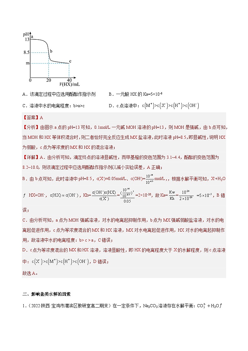 专题08 盐的水解、三大守恒的应用和特殊图形-备战2022-2023学年高二化学上学期期末考试真题汇编（人教版2019选择性必修1）（解析版）第3页