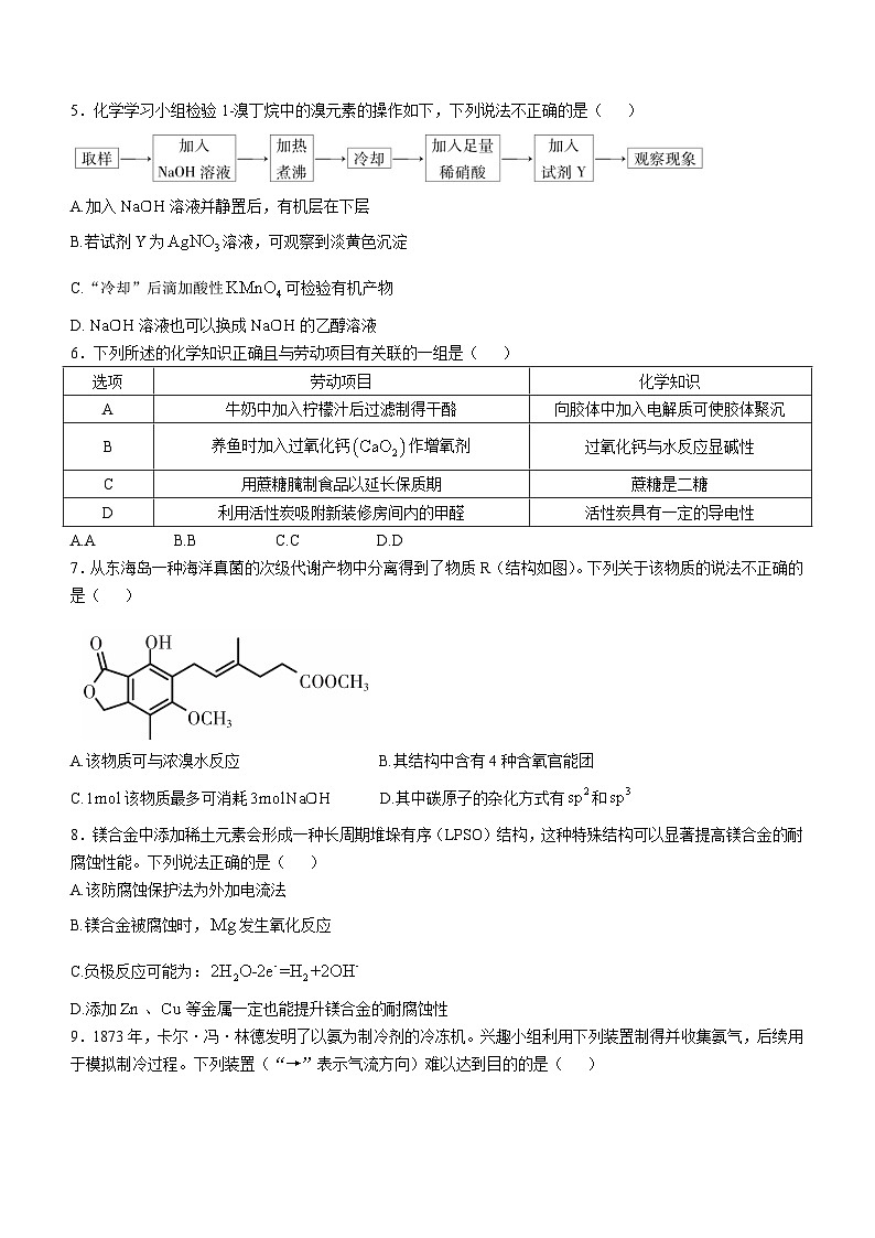 广东省湛江市2024-2025学年高三上学期第一次调研考试化学试题（含答案）第2页