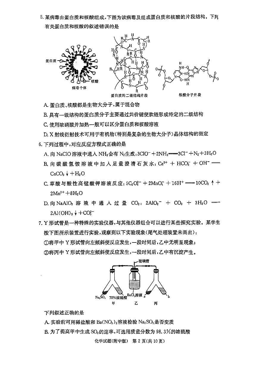湖南省长沙市湖南师范大学附属中学2024-2025学年高三上学期月考化学试题（含答案）第2页