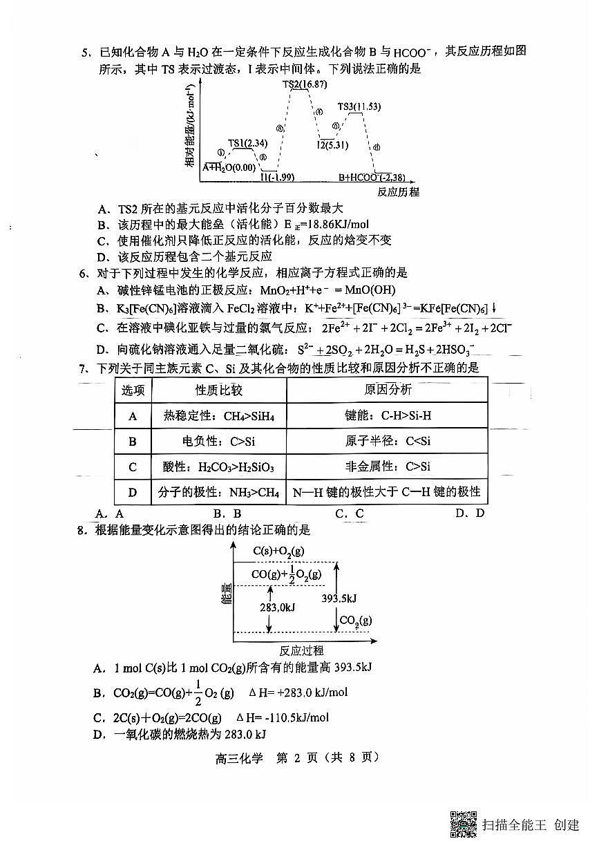 辽宁省沈阳市郊联体2024-2025学年高三上学期11月期中考试 化学试题（含答案）第2页
