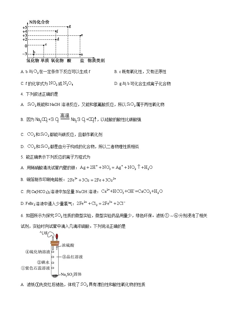 江西省南昌中学三经路校区2024-2025学年高一下学期3月月考化学试题（原卷版+解析版）第2页