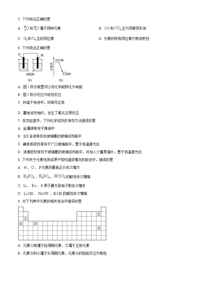 山东省枣庄市薛城区2024-2025学年高一下学期期中考试化学试题第2页