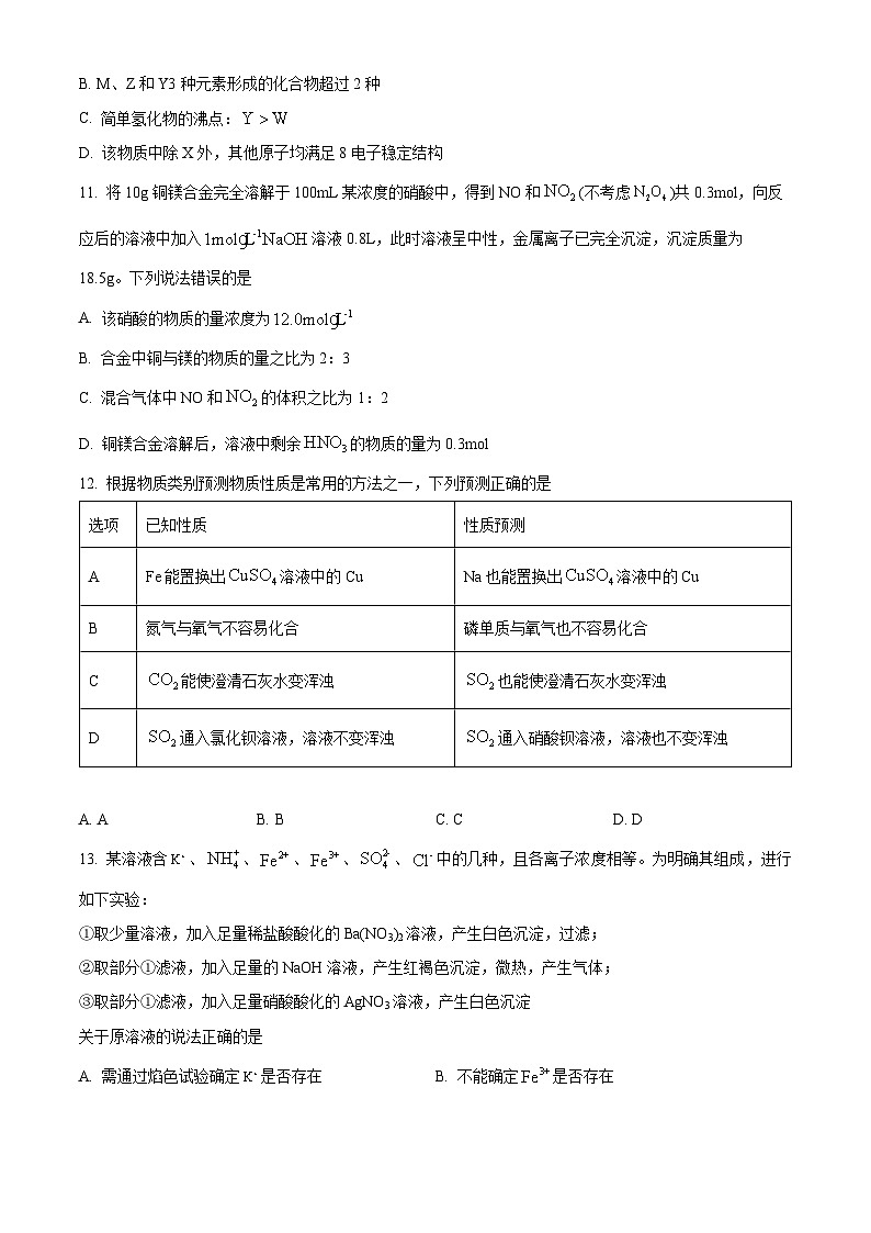 四川省泸州市泸县第五中学2024-2025学年高一下学期3月月考 化学试题（原卷版+解析版）第3页