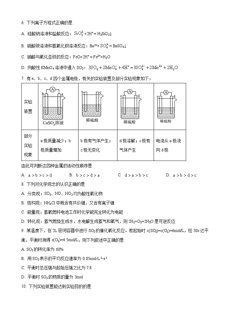 天津市五区县重点校联考2024-2025学年高一下学期4月期中考试 化学试题（原卷版+解析版）第2页