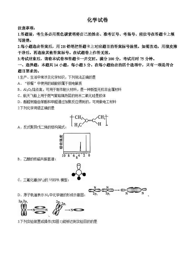 云南省昆明市云南师范大学附属中学2024-2025学年高三上学期11月月考 化学试题（含答案）第1页