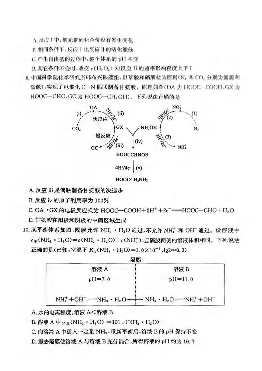 化学丨山东省滨州市2025届高三下学期5月第二次模拟试卷及答案第3页