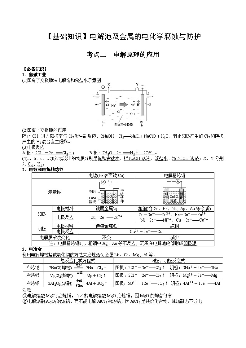 高考化学一轮复习基础知识讲义专题一 电化学02 考点二 电解原理的应用（解析版）第1页