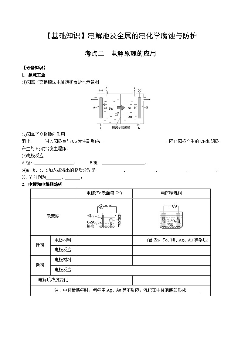 高考化学一轮复习基础知识讲义专题一 电化学02 考点二 电解原理的应用（学生版）第1页