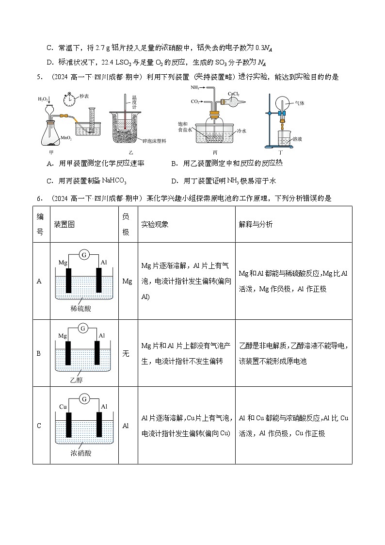 2024~2025学年高一第二学期期末化学同步教学素养提升试题[含解析}第2页