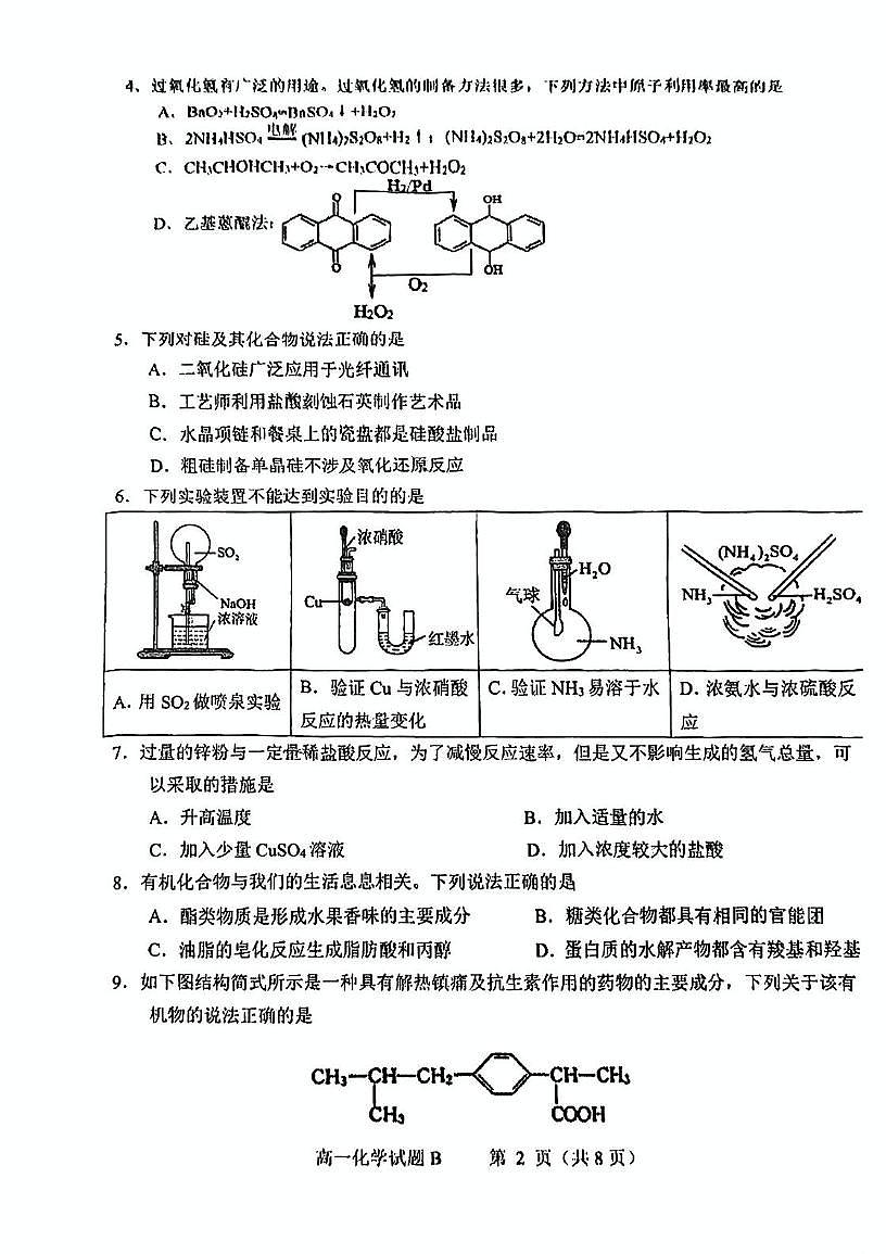 广东省江门市第二中学2024-2025学年高一下学期第二次月考化学试题 无答案第2页