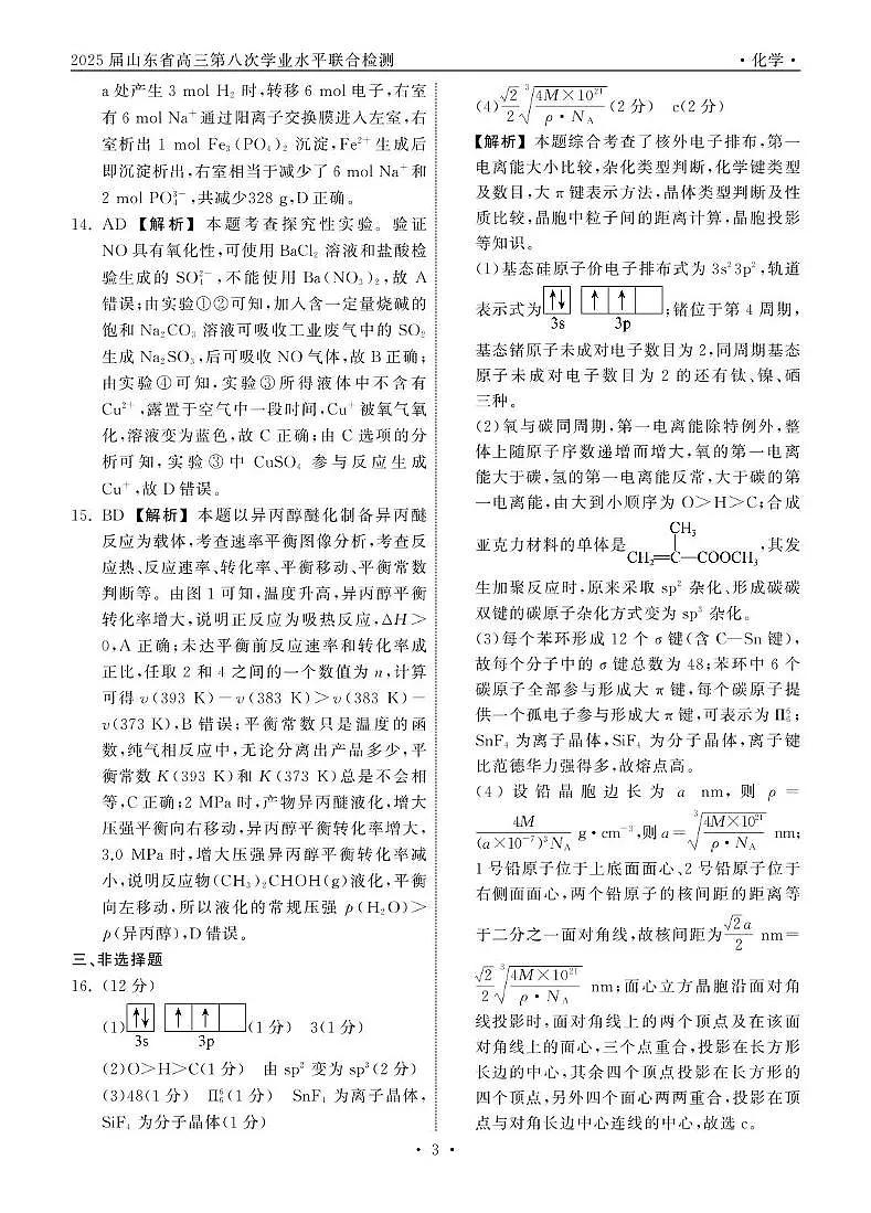2025.5齐鲁名校大联考高三化学山东专版答案(2)第3页