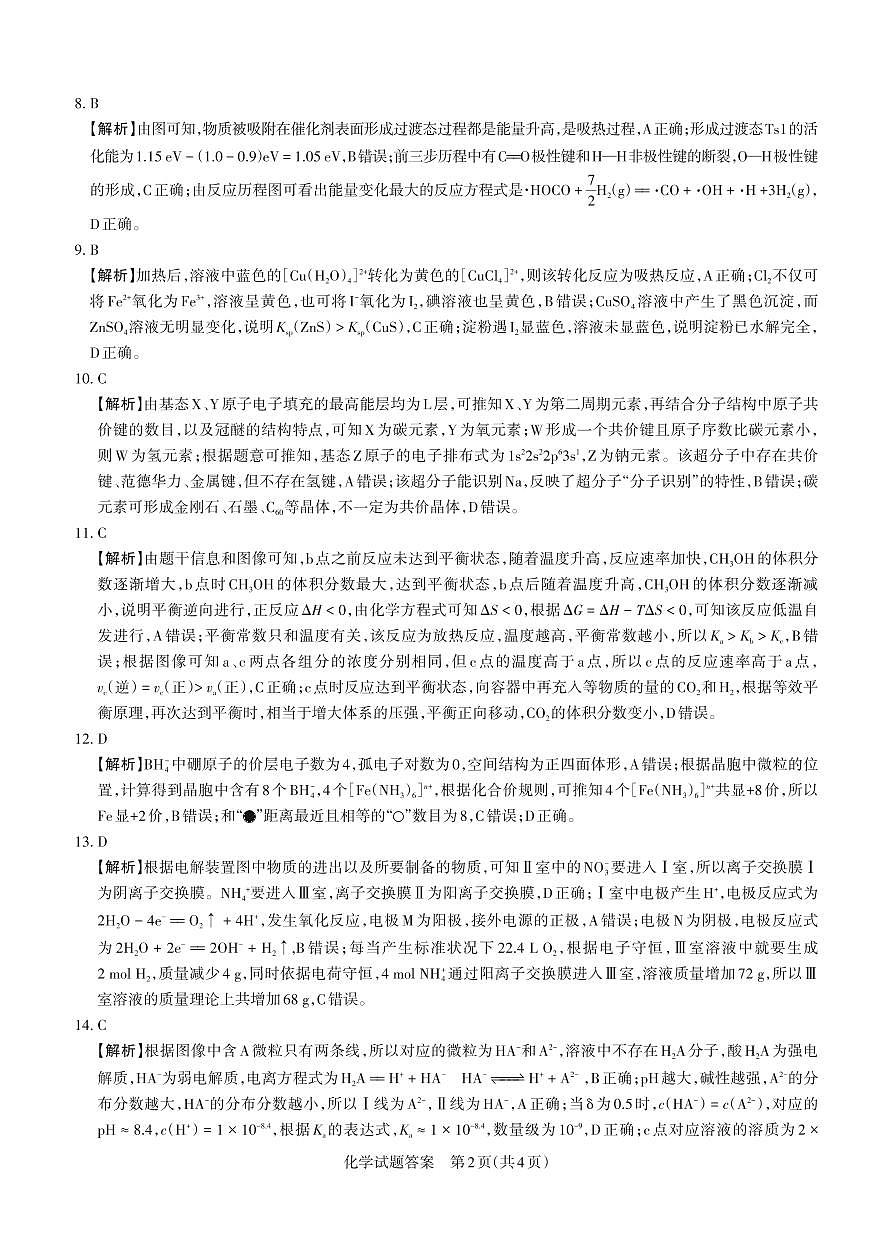2025年高考考前适应性测试（押题卷）化学答案第2页