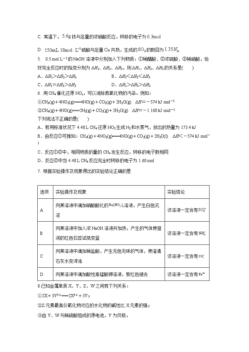 山西省太原市某校2024-2025学年高一下学期4月月考化学试题第2页