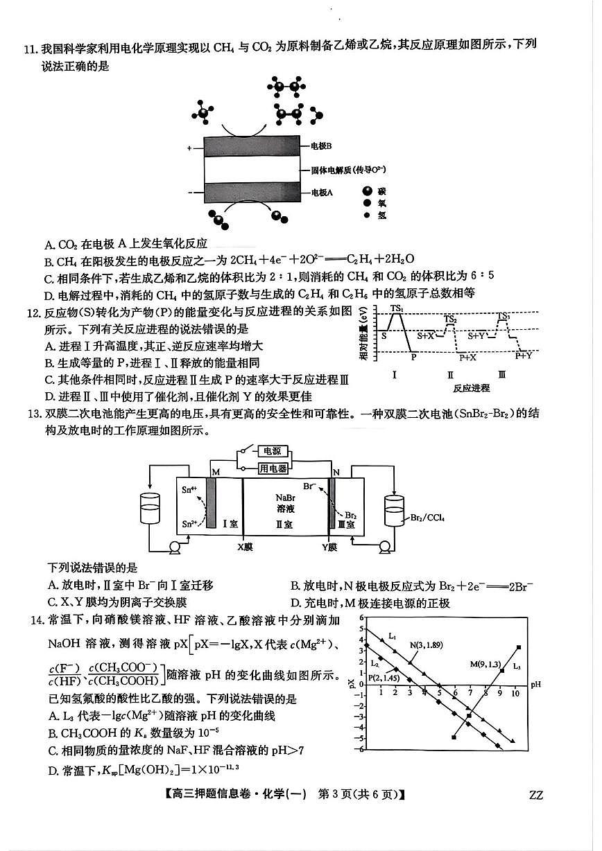 河南九师联盟2025届高三下学期5月押题信息卷化学试题（一）（含答案）第3页