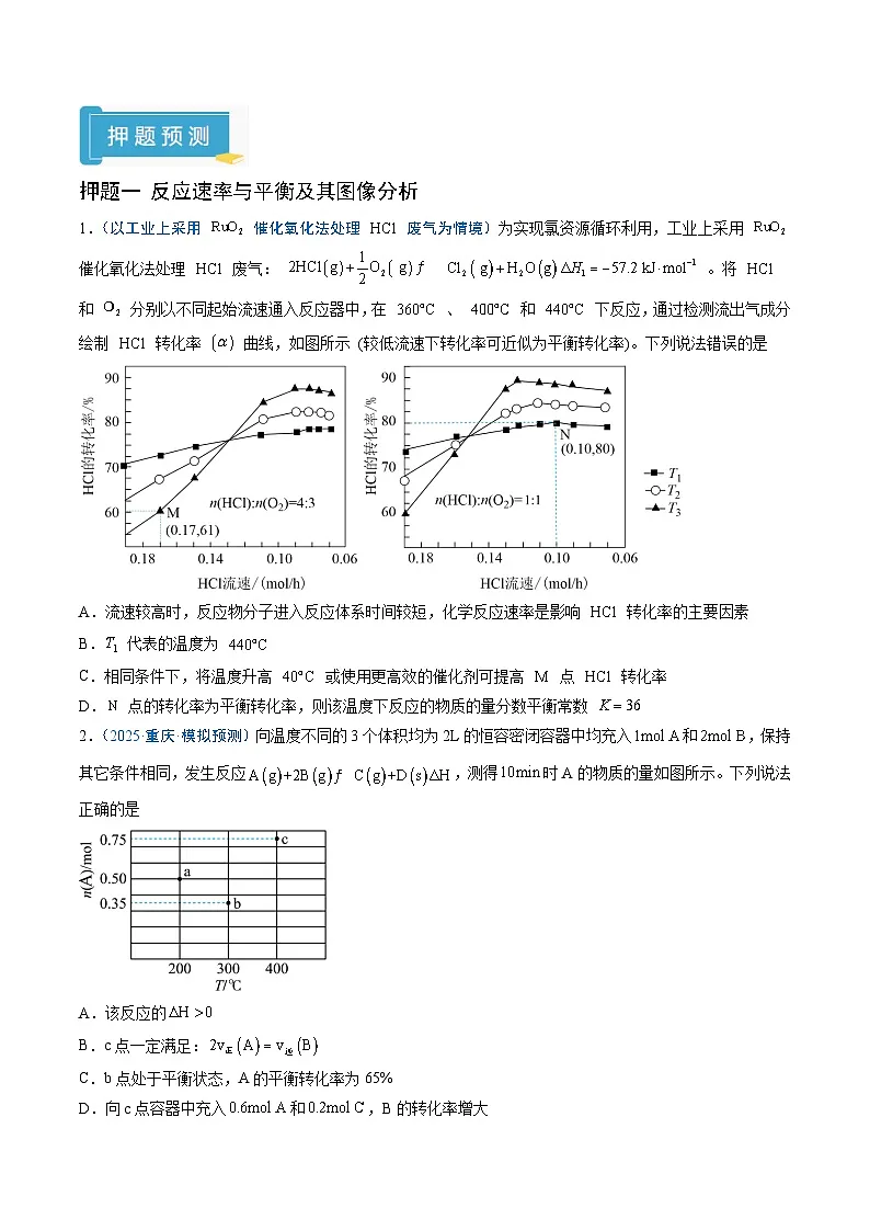 2025年高考化学（通用版）抢分猜押08化学反应速率与平衡图表分析（原卷版）第2页
