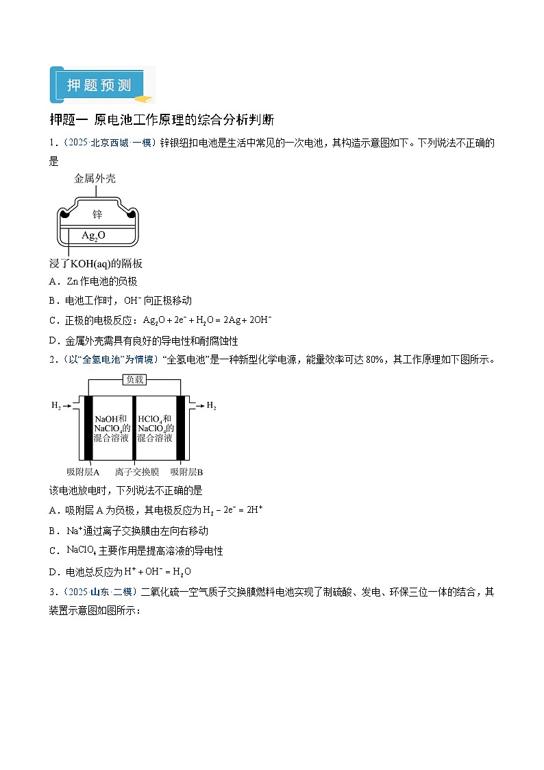 2025年高考化学（通用版）抢分猜押10电化学装置分析（原卷版）第2页