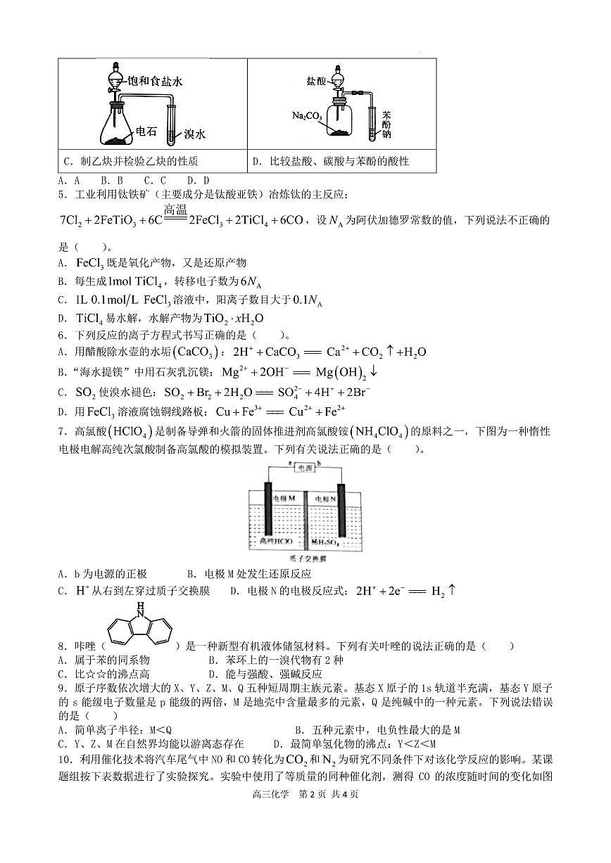 雅礼冲刺卷 化学第2页
