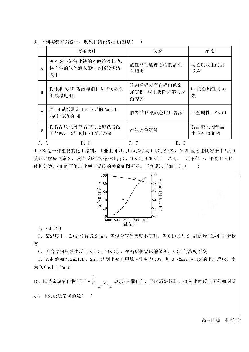 黑龙江省2024-2025哈六中高三四模化学试卷含答案第3页