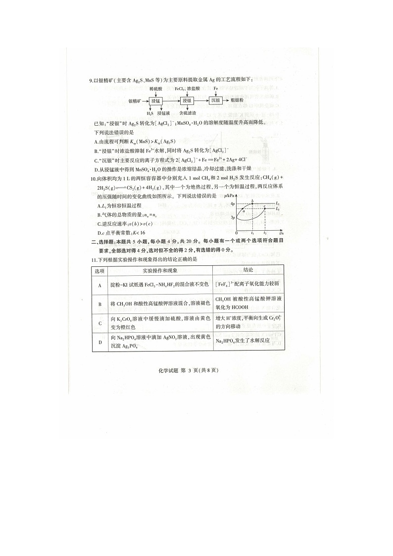山东省临沂市2025届高三下学期二模考试（扫描版）化学试卷第3页