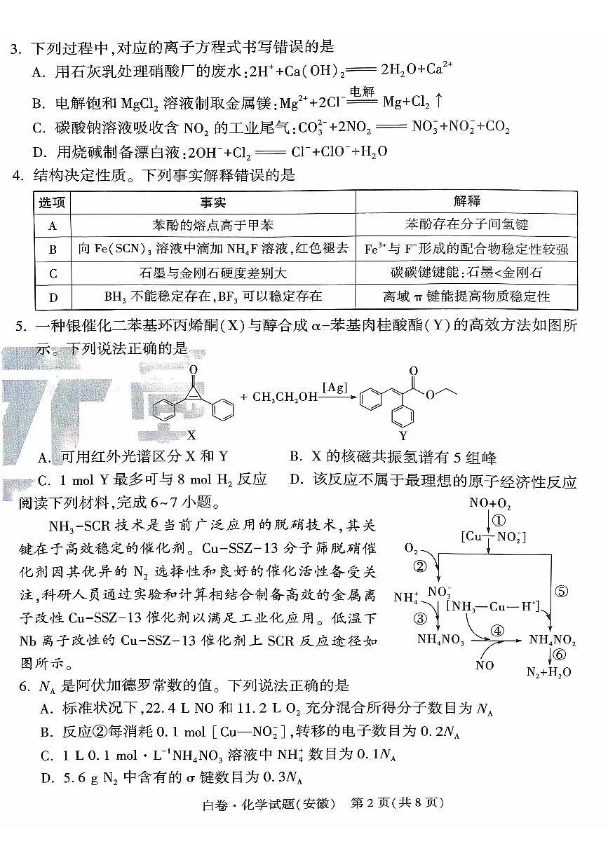 2025版《白卷》化学试题第2页