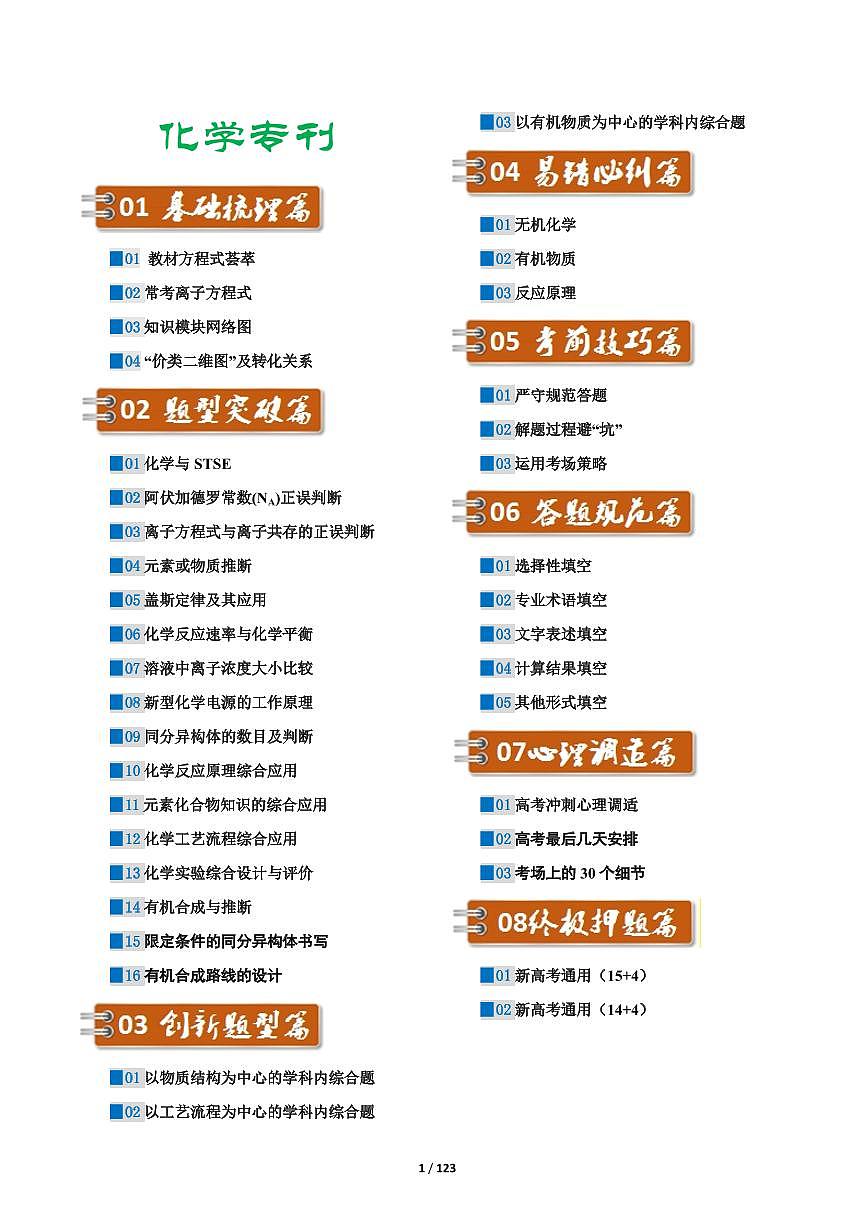 2025年高考化学考前最后一课学案第1页