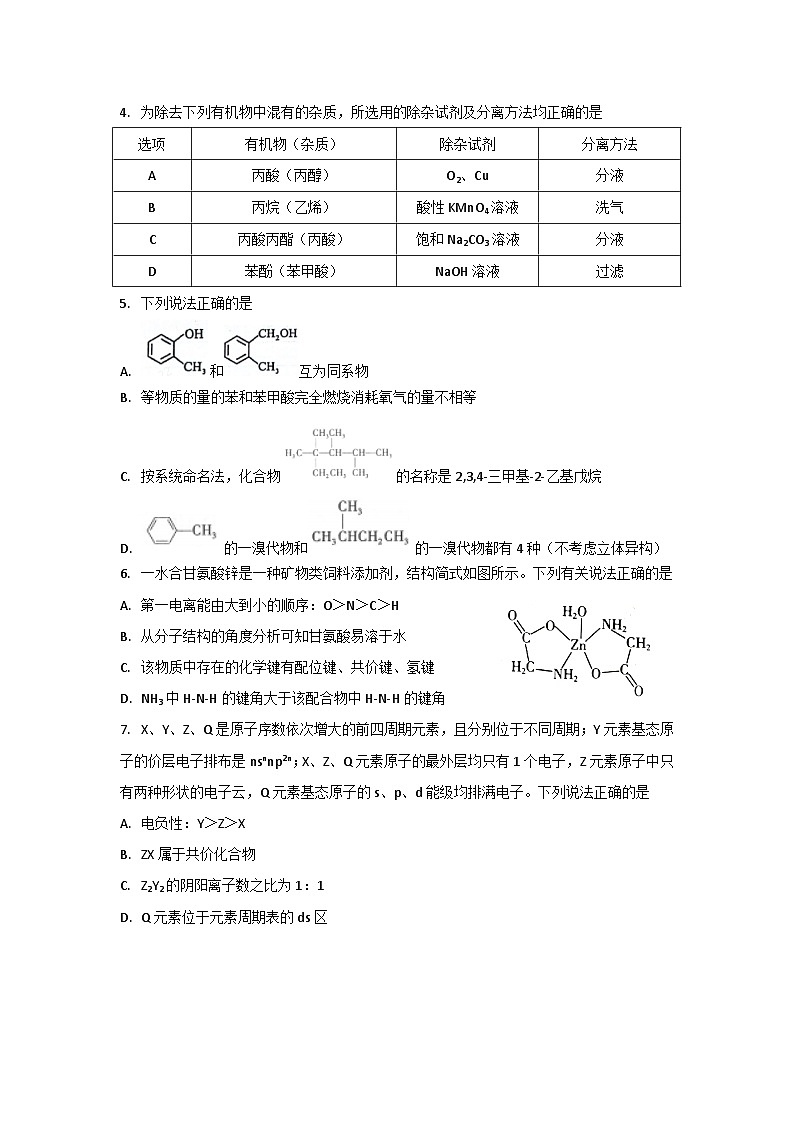 广东省广州市执信中学2023-2024学年高二下学期期末考试化学试题（无答案）第2页