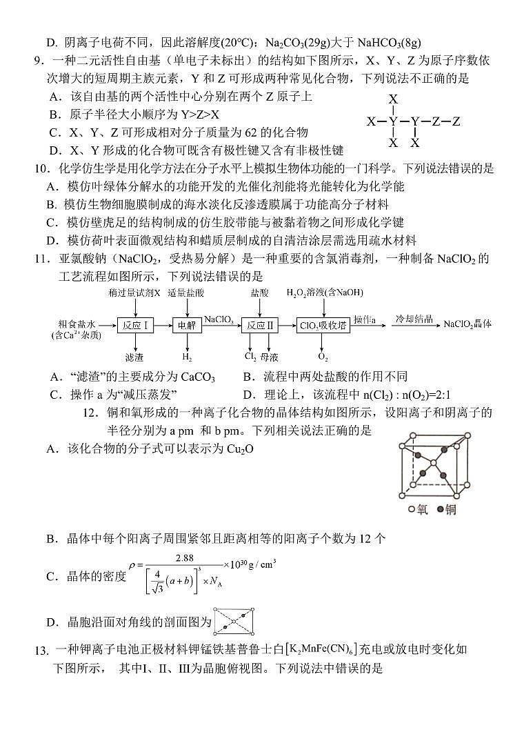 湖北省武汉二中2025届高考模拟预测考试-化学试题+答案第3页