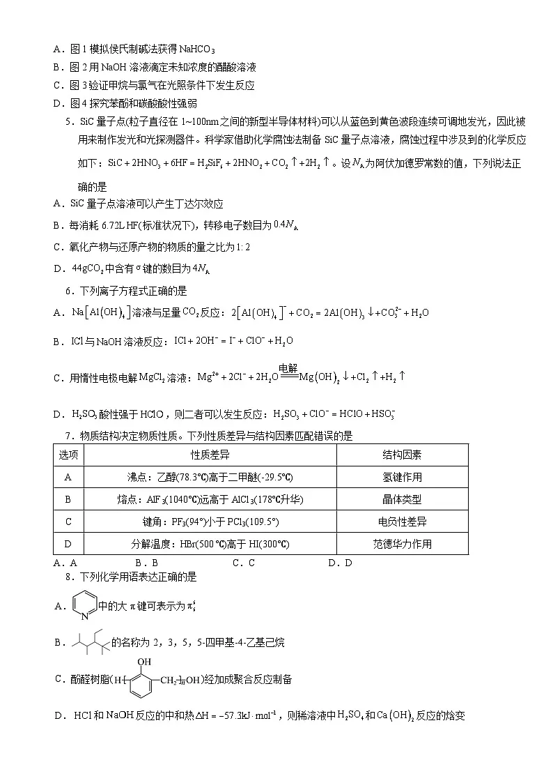 2025年普通高中学业水平选择性考试（模拟）化学第2页