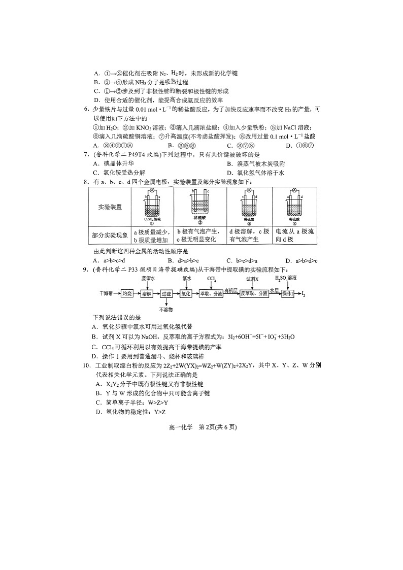 河南省南阳市2024-2025学年高一下学期期中质量评估化学（图片版）化学试卷第2页
